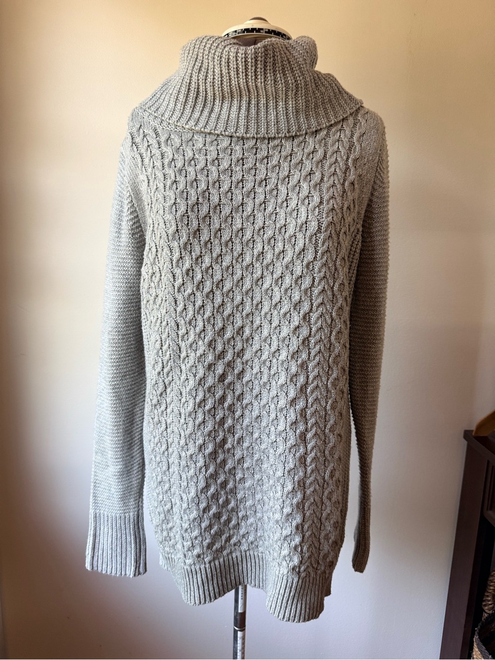 Skies Are Blue Light Gray Cable Turtleneck Sweater